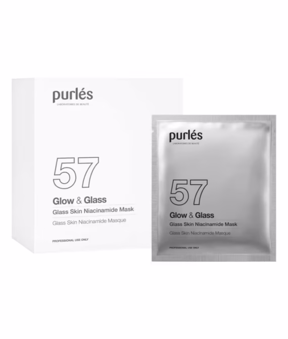 Laurini 6 57 Glow & Glass Plátenná maska na sklenenú pleť niacínamid a kolagén 5+1 ks Professional