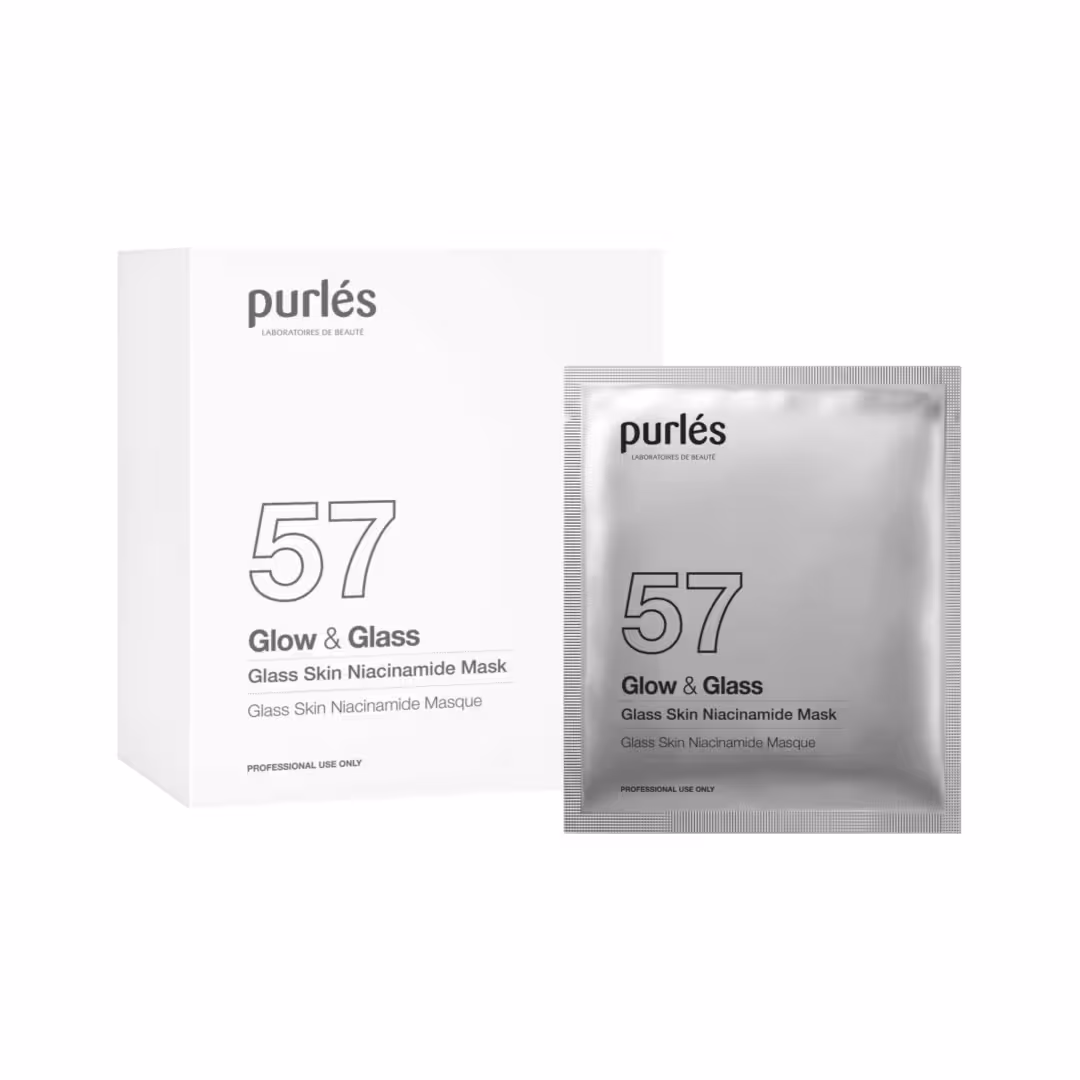 57 Glow & Glass Plátenná maska na sklenenú pleť niacínamid a kolagén 5+1 ks Professional 1 plátenná maska na sklenenú pleť